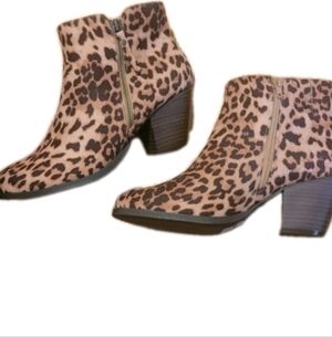 Lane Bryant Leopard Brown Ankle Boots With Heel New With Tags Size 8 Wide